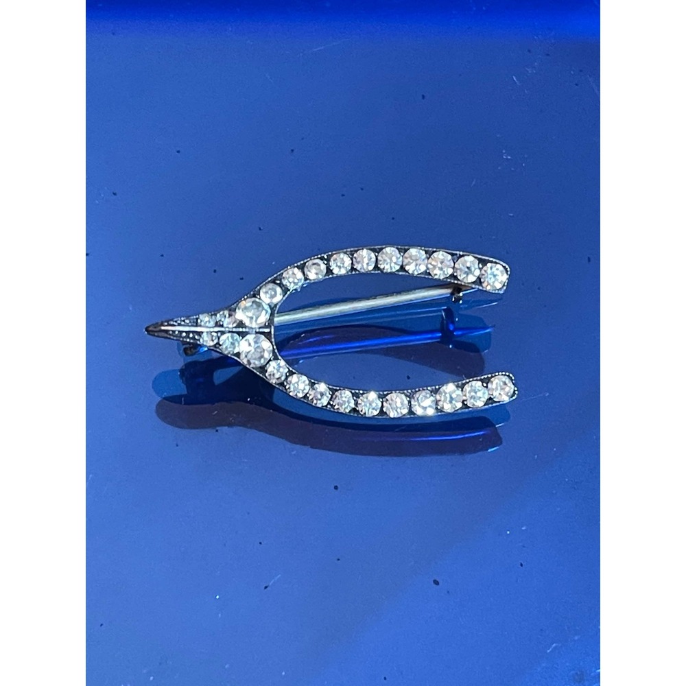 Vintage‎ Art Deco Knoll & Pregizer Sterling Silver Paste Wishbone Brooch Germany